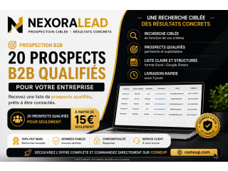 20 prospects B2B qualifiés pour développer votre activité