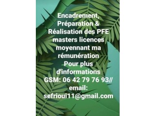 Encadrement préparation réalisation PFE Cours de soutien scolaire coaching scolaire..
