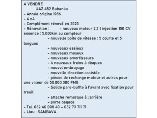 À vendre camionnette UAZ 4x4