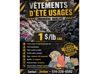 Lot vetements ete usages 1$/lb revendeurs exportateurs Terrebonne
